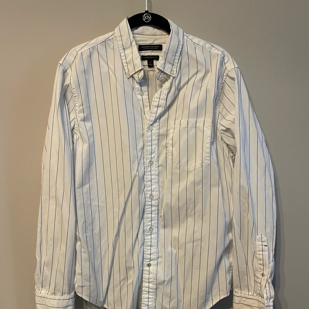 Mens Banana Republic Camden Fit Long Sleeve White Button Up, Size S